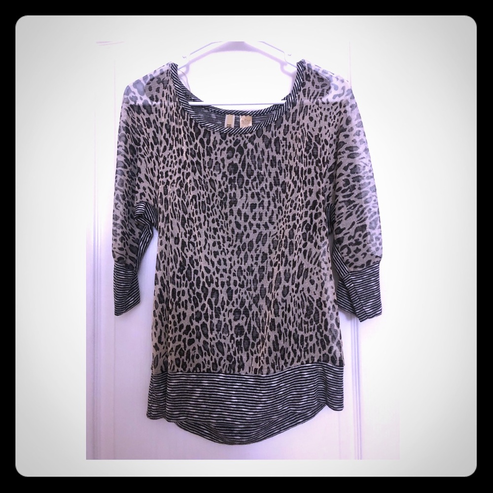 BKE leopard and striped blouse